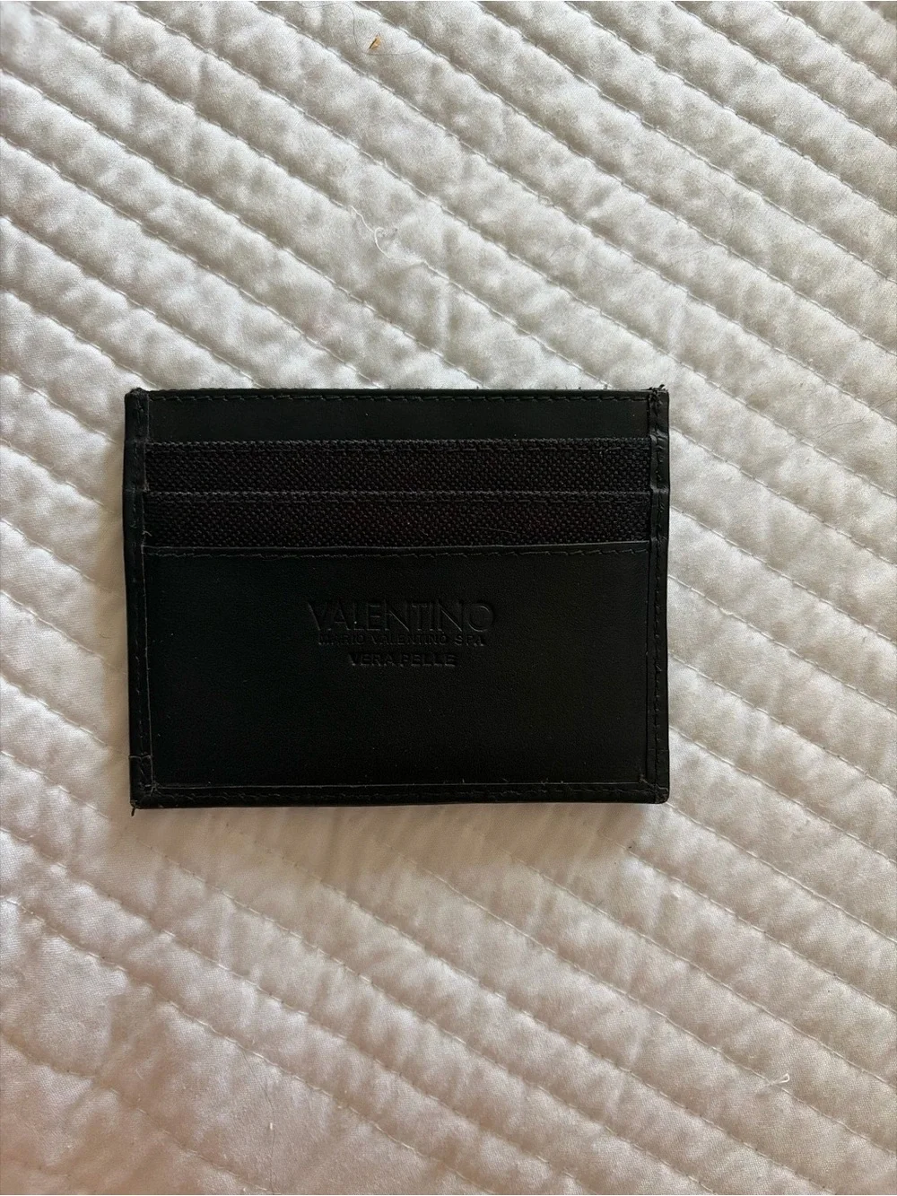 Valentino Black Leather Slim Card Case